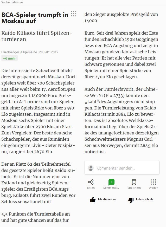 BCA-Spieler trumpft in Moskau auf