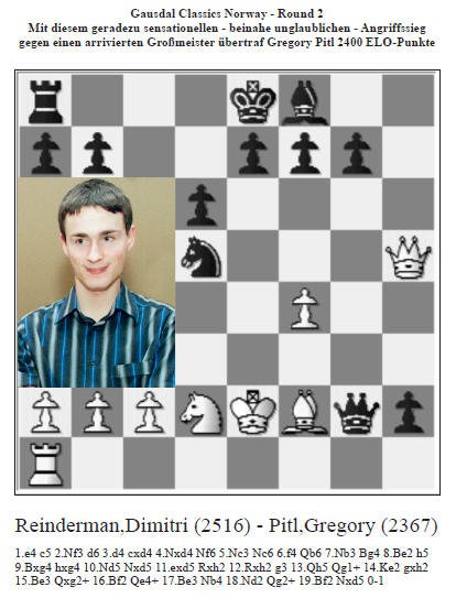 Foto u. Diagramm zur Partie GM Reinderman-Pitl